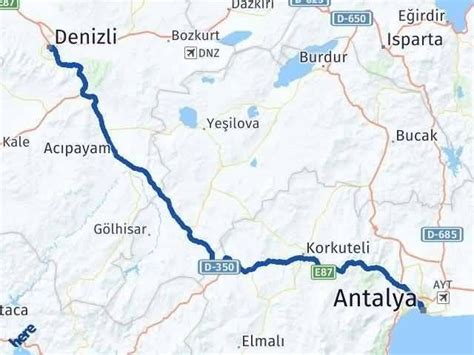 Denizli Antalya Arası Kaç Kilometre?